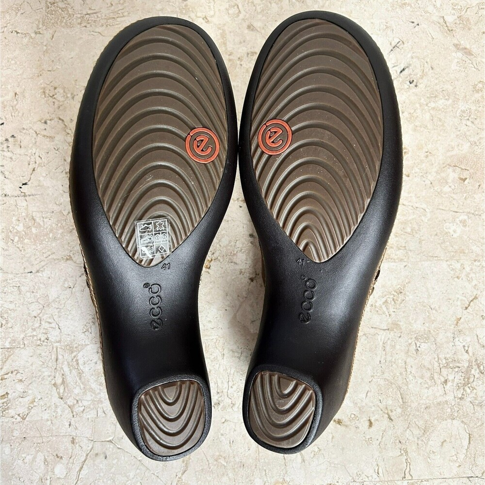 ECCO Clog Shoes 41 US 10 10.5 Tonal Brown Leather Studded Slip On Western Boho - Picture 9 of 10